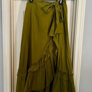 Olive Green Ruffle Wrap Skirt